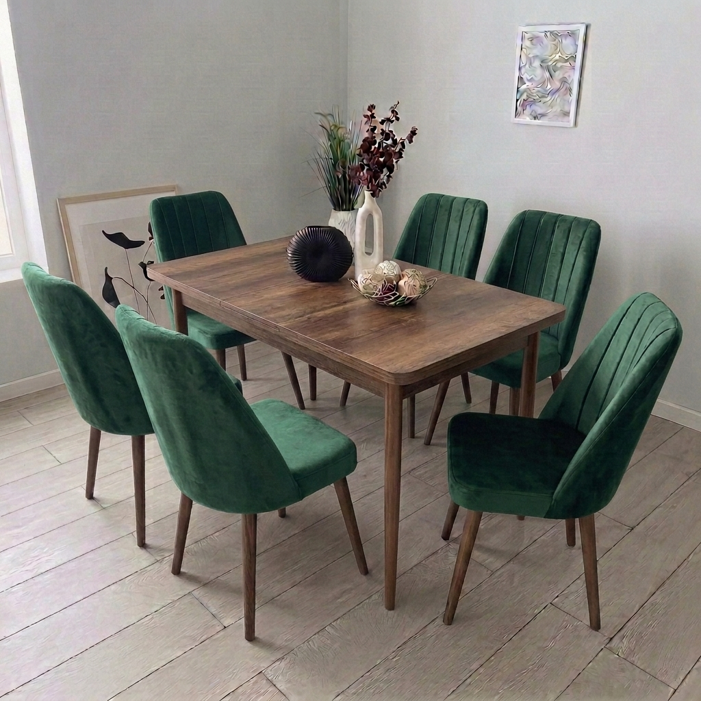 Masa + 6 scaune - "BAROK CARE GREEN"